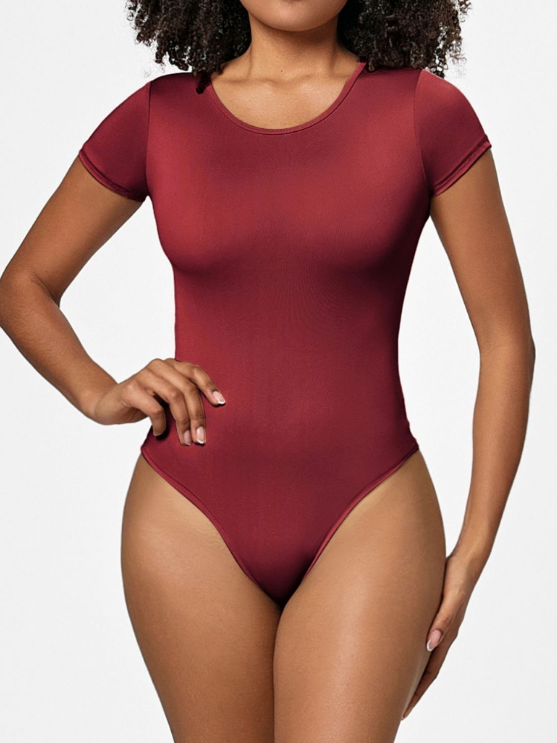 Full Size Round Neck Short Sleeve Bodysuit - Ladyez