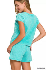 Zenana Premium Cotton Washed Sleeveless Top & Shorts Set