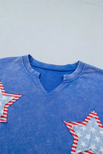 Patriot Star Patched Notched Neck Mineral Washed Tee