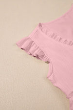 Ruffled Trim V Neck Flutter Flowy Top