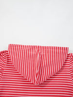 Striped Puff Sleeve Hoodie with Drawstring