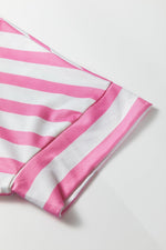 Stripe V Neck Patched Pocket Casual T Shirt