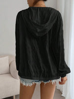 Zip Up Long Sleeve Hooded Outerwear