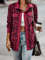 Full Size Leopard Print Button-Down Jacket Plus Size