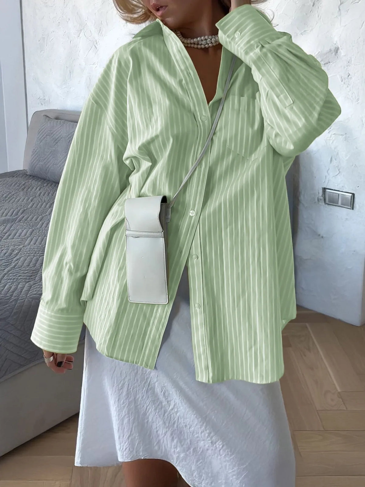 Oversized Striped Button-Down Shirt