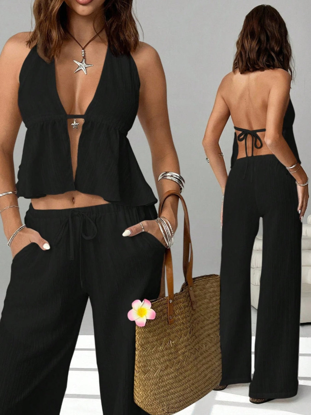 Halter Neck Cami and Pants Set
