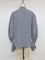 Gingham Button Up Shirt with Tie-Sleeve Detail
