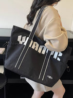 Drawstring Letter Shoulder Bag