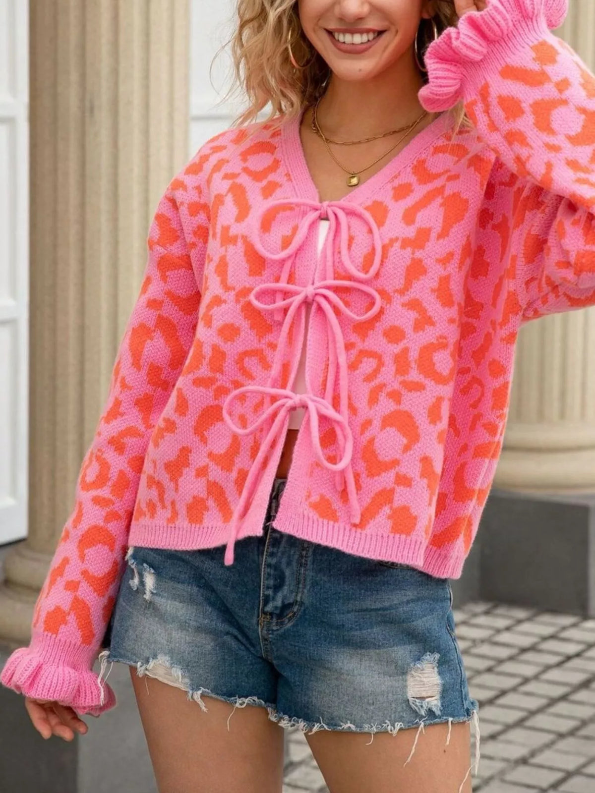 Leopard Tie-Front Cardigan