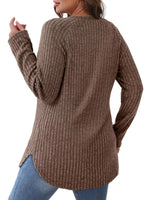 Ribbed Knit Long Sleeve T-Shirt