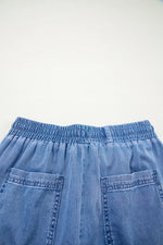 Drawstring Elastic Waist Pocketed Loose Jeans