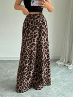 Leopard Print High-Waisted Maxi Skirt - Ladyez