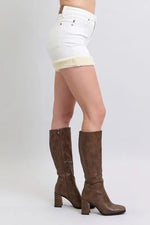 Judy Blue Full Size High Waist Shearling Cuff Denim Shorts Plus Size