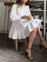 Tiered Long Sleeve Shirt Dress