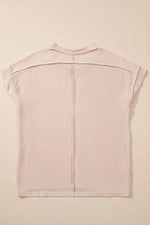 Casual Ribbed Short Sleeve Round Neck T-Shirt
