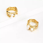 Synthetic Pearl 18K Gold-Plated Copper Ring