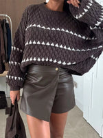 Chunky Knit Striped Sweater with Balloon Sleeves