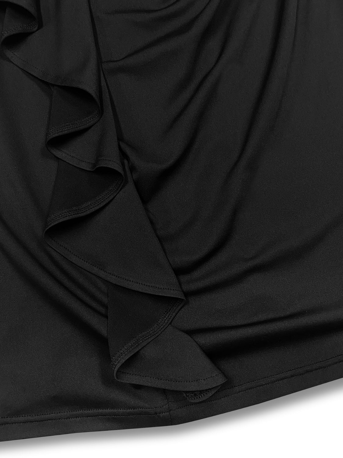 Plus Size Ruffle Trim Round Neck Long Sleeve Dress - Ladyez