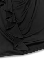 Plus Size Ruffle Trim Round Neck Long Sleeve Dress - Ladyez