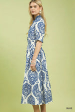 Umgee Paisley Smocked Waist Midi Dress