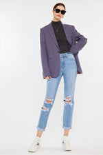 Kancan High Rise Distressed Mom Jeans - Ladyez
