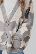 Star Button Up Long Sleeve Cardigan
