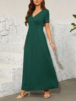 Surplice Short Sleeve Maxi Dress - Ladyez