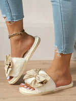 Bow Open Toe Slippers - Ladyez
