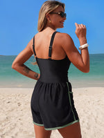 Contrast Trim Scoop Neck One Piece Swimsuit