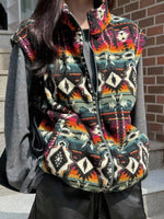 Geometric Fleece Vest Coat
