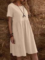 Full Size Casual Loose Fit Tiered Ruffle Hem Dress Plus Size