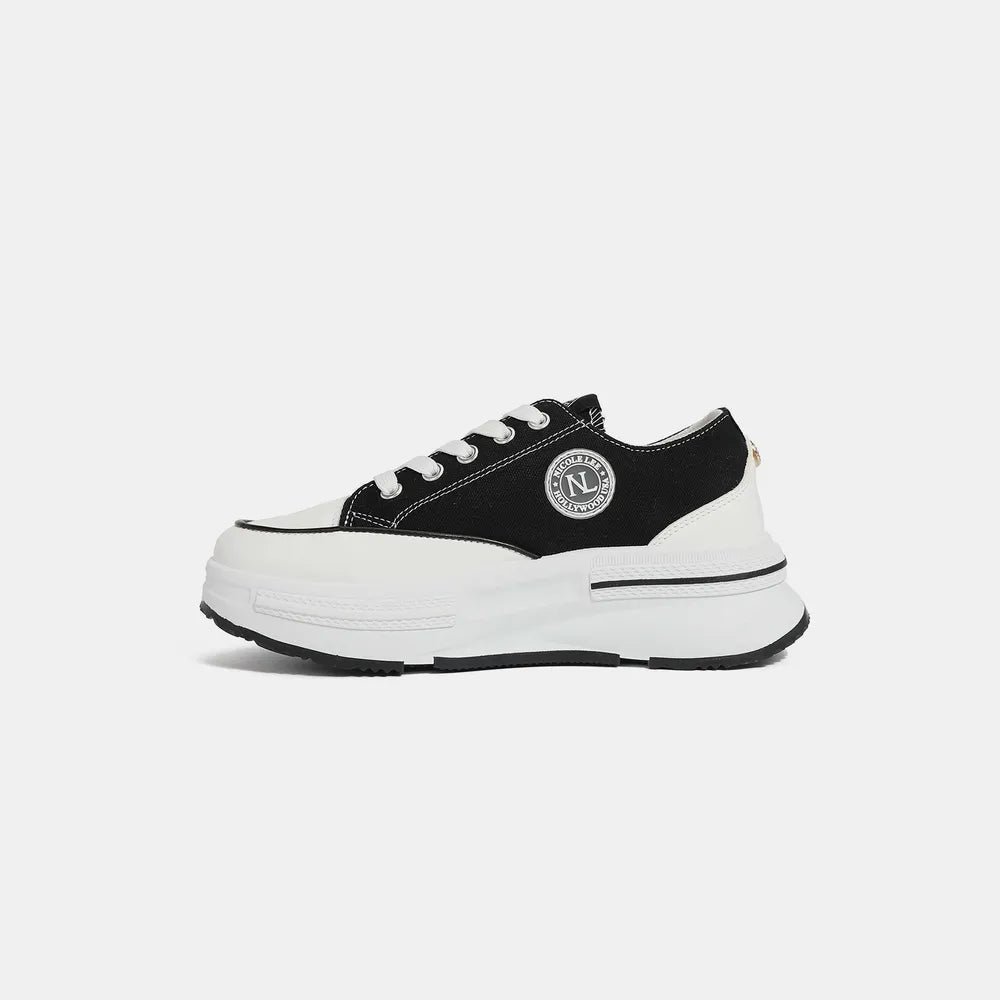 Nicole Lee USA Embroidery Detail Platform Lace-Up Sneakers - Ladyez