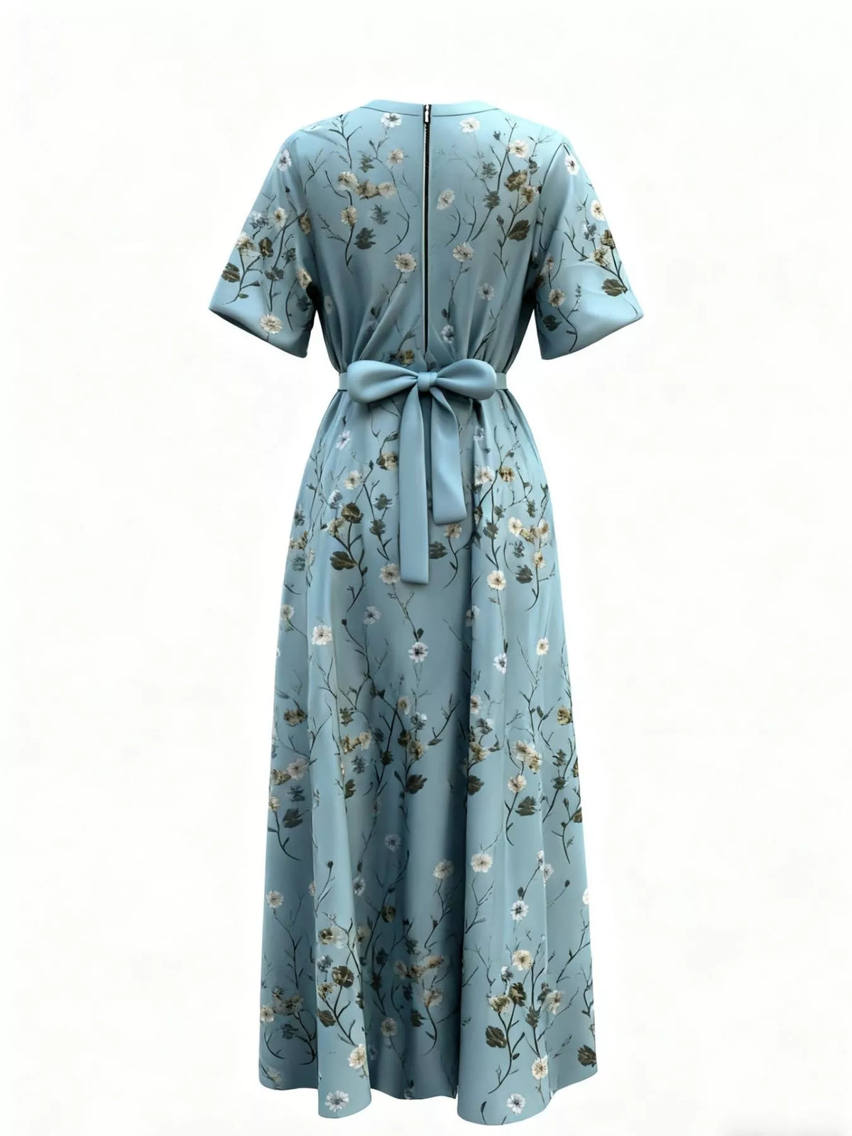 Floral Print Half Sleeve Maxi Dress with Pockets