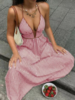 Striped Halter Neck Maxi Dress