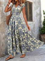 Printed Cap Sleeve Maxi Dress