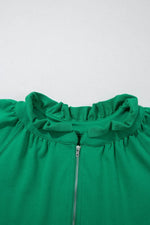 Frill Zip Front Puff Sleeve Top and Skort Set