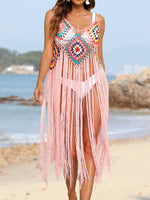 Fringe Spaghetti Strap Cover-Up - Ladyez
