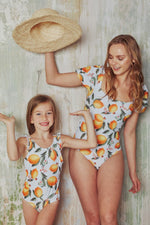 Marina West Swim Salty Air Puff Sleeve One-Piece in Citrus Orange - Ladyez