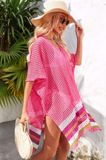 Angel Wings Rainbow Stripe Openwork Slit Cover-Up - Ladyez