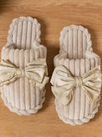 Bow Embellished Indoor Slippers - Ladyez