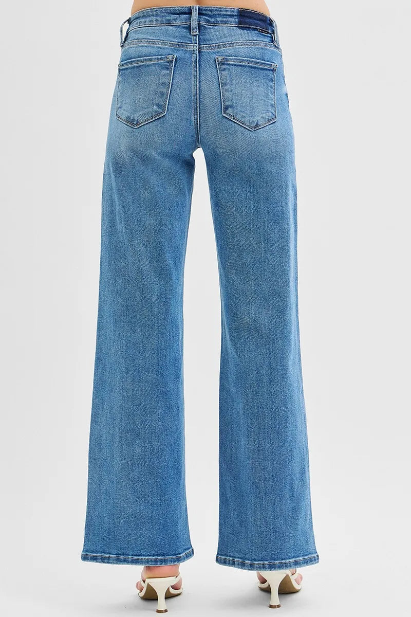RISEN Full Size Low Rise Wide Leg Jeans Plus Size - Ladyez
