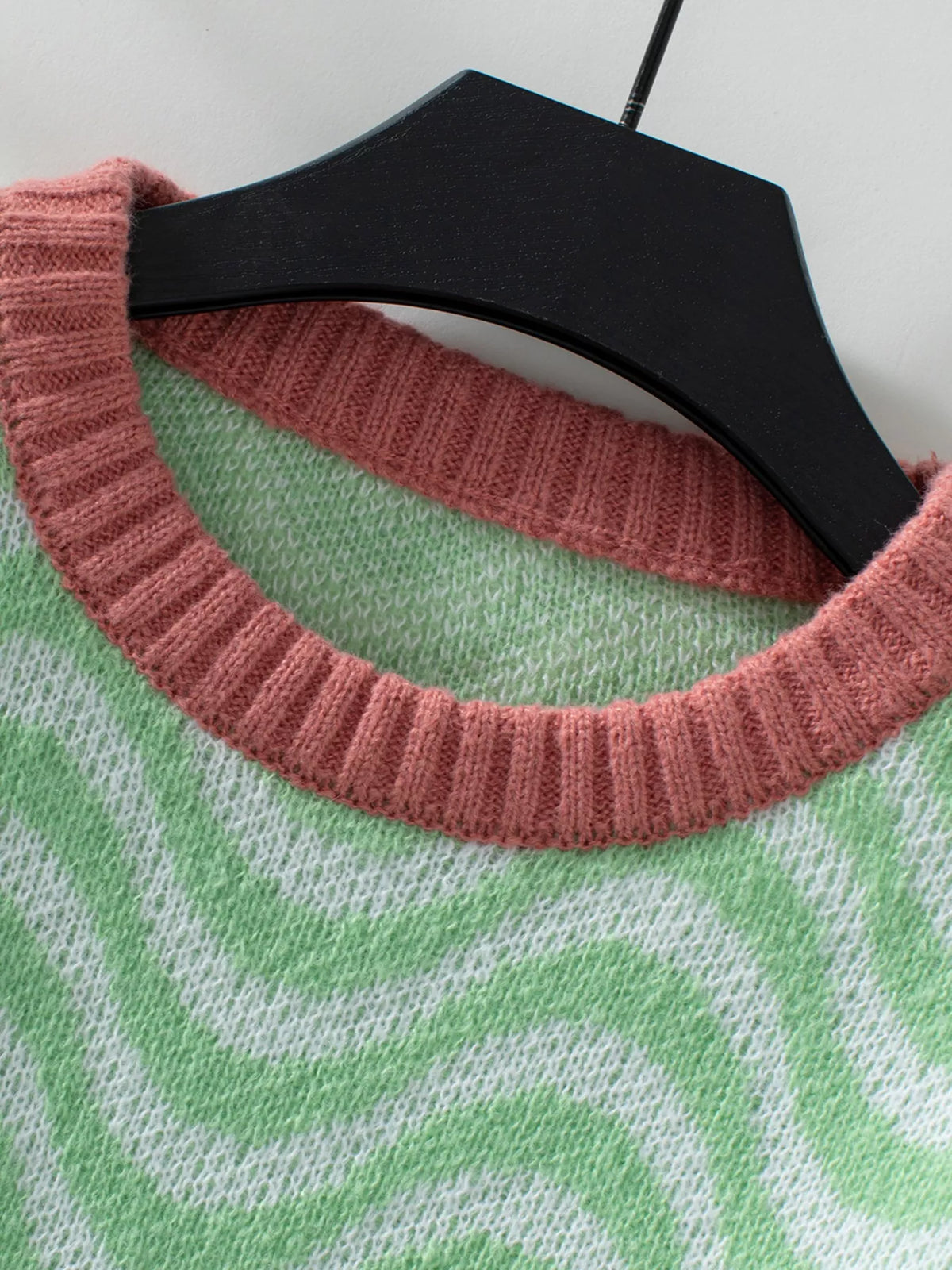 Wavy Striped Round Neck Sweater