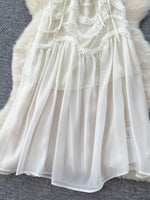 Lace Trimmed Sleeveless Midi Dress