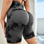 Tie-Dye High Waist Active Shorts - Ladyez