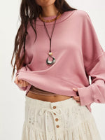 Exposed Seam Dropped Shoulder Sweatshirt