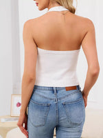 Halter Neck Button-Down Knit Sweater Vest