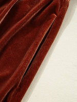V Neck Puff Sleeve Velvet Dress