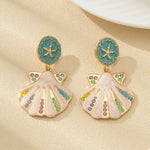 Rhinestone Shell Dangle Earrings