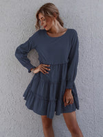 Ruffle Tiered Long Sleeve Mini Dress