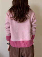 Color Block Button Up Cardigan
